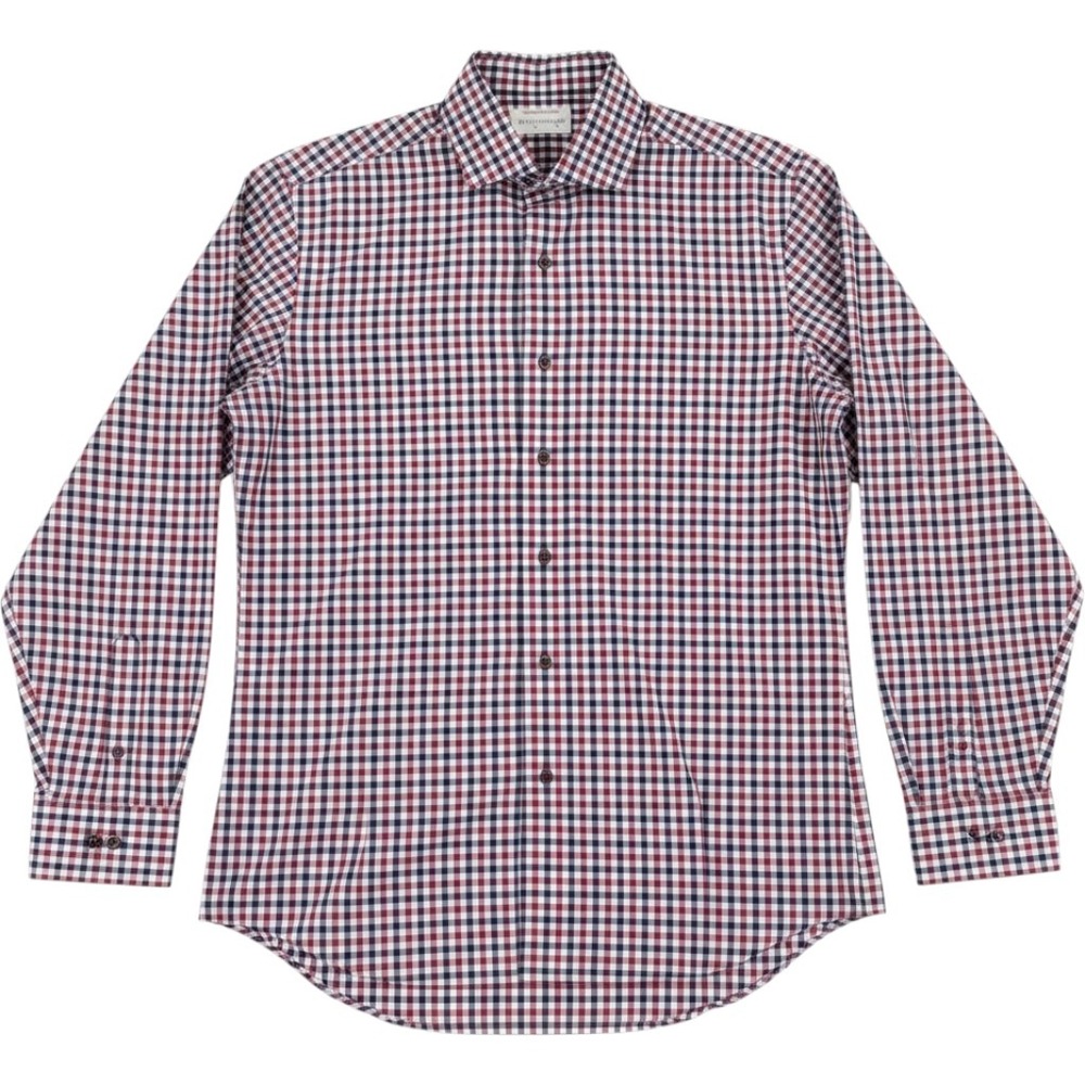 Lorenzo Uomo Check Dress Shirt Men's 16.5/34-35 Navy Red Preppy EUC